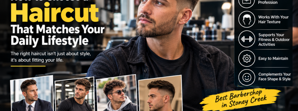 Men’s haircut and beard style at a professional barbershop, showing how the right haircut complements a well-groomed beard.